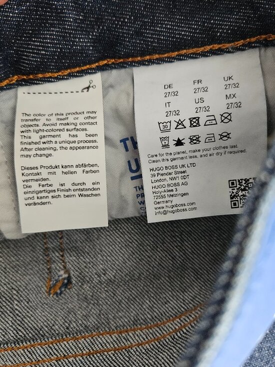 HUGO BOSS Dark Blue Jeans in SaltandPepper Comfort Stretch Denim size 27/32 NWOT - Picture 8 of 11